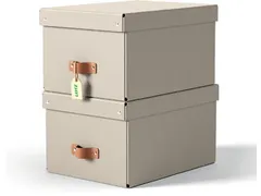 Puro opbergdoos medium A4 17 liter beige 2 stuks