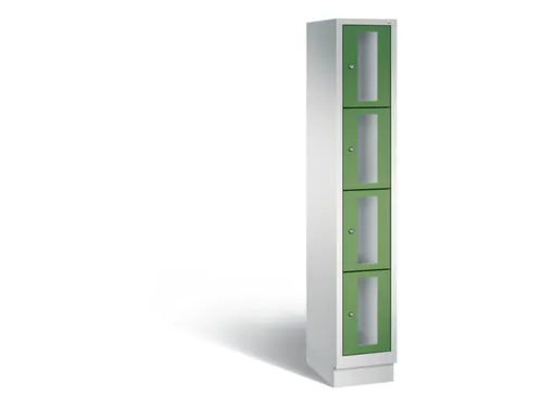 Lockerkast 1800x320x500mm 1x4 vakken Cilinderslot, Sokkel, RAL6011