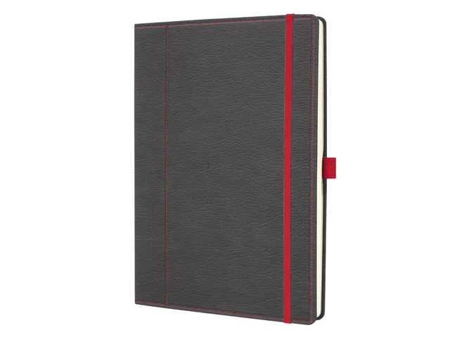 Notitieboek Conceptum A4 grijs-rood punt-gelijnd 194pag 80gr HC