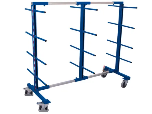 Draagarmwagen 400kg Dubbelzijdig 3 Staanders 24 Liggers Ral5010