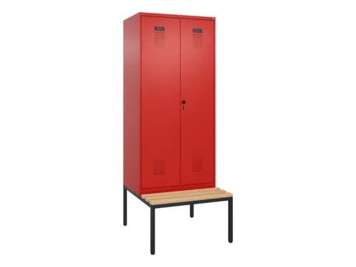 PBM-locker met bank,HxBxD 2120x800x815mm,2vak,vak B 400mm,draaigrendel