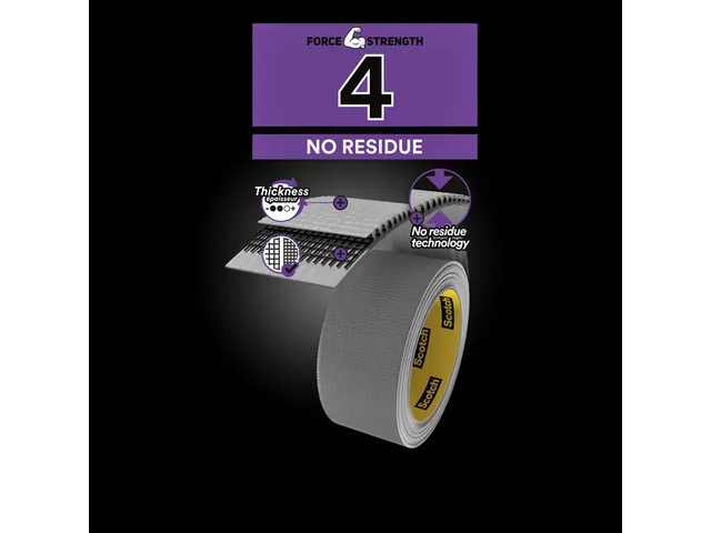 Plakband Scotch Extremium no residue duct tape 48mmx18.2m grijs