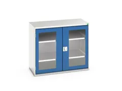 vitrinekast 900x1050x550mm 2xStalen bodem romp RAL7035 front RAL5010