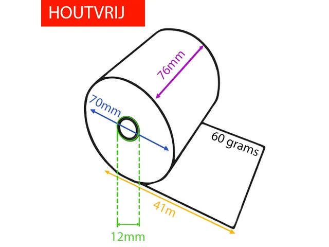 Kassarol houtvrij 60gr 70x76x12mm 41 meter
