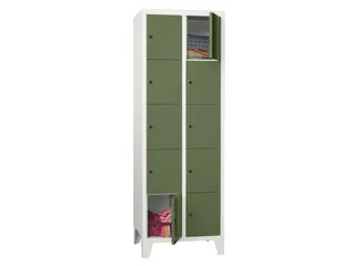 lockerkast,HxBxD 1850x600x500mm,2x5vakken,RAL7035,front RAL6011 - 2