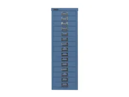 kantoor-ladekast HxBxD 860x279x380mm 15 laden romp + front blauw staal