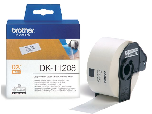 Etiket Brother DK-11208 38x90mm groot adres 400stuks | LabelprinterEtiketten.nl