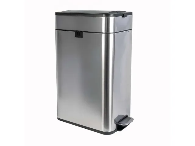 9504094 Afvalbak +voetpedaal MAULwing 40L edelstaal 45.6x27.7x66.7cm