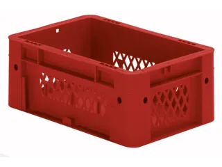 Euronorm Stapelkrat 120x300x200mm 4.1l Wanden Opengewerkt Rood - 1