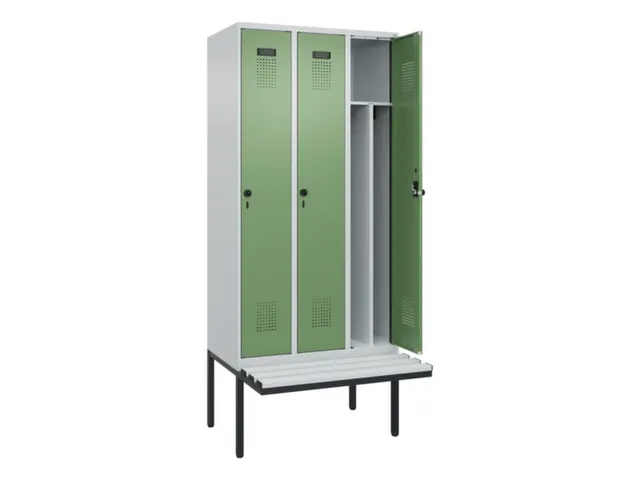locker met bank,voor scheiding van kleding,HxBxD 2120x900x815mm,3vak