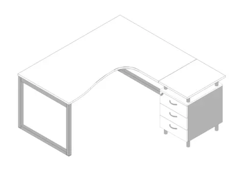 Bureauset Bureau Staand Ladeblok Rechts 730x1600x1650mm Wit Zilver