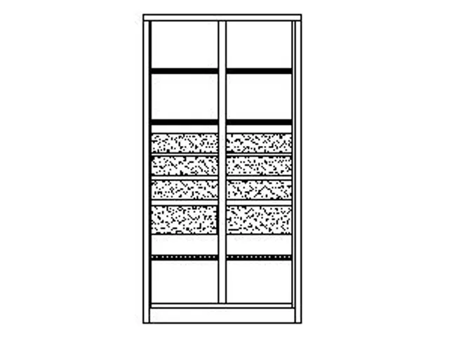 Materiaalkast 1950x1040x630mm Scheidingswand 6legborden 6+2 Laden