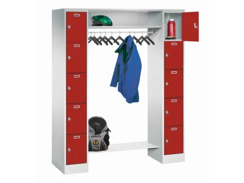 personeelsgarderobe draaigr. 1950x1500x500mm 2x5 vakken 300mm RAL3000