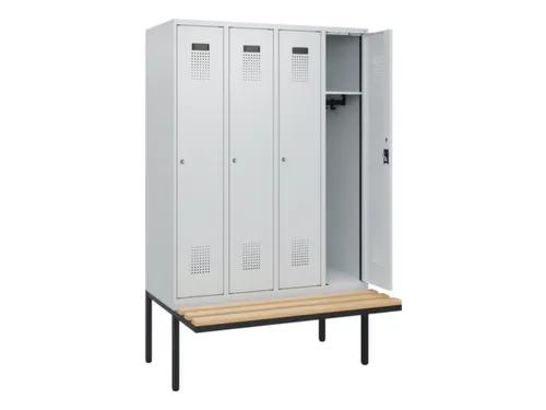 locker met bank,HxBxD 1950x1200x815mm,4vak,vak B 300mm,cilinderslot