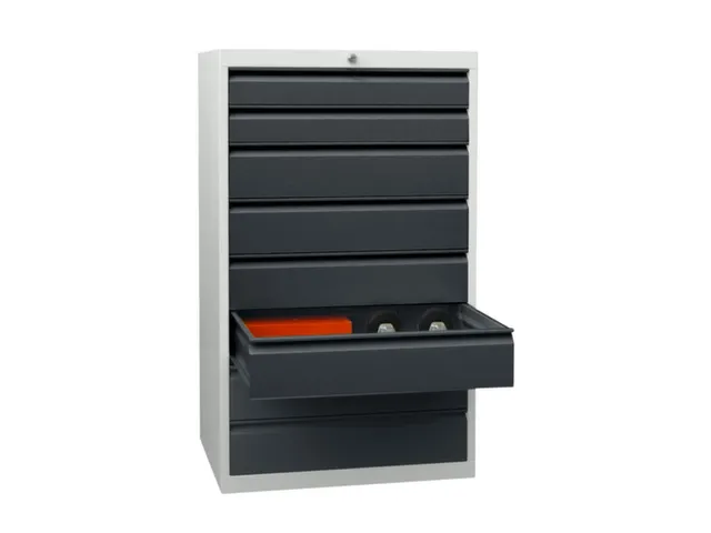 ladekast 1200x500x600mm 8laden cilinderslot RAL7035 front RAL7016