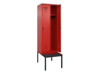 locker met bank,HxBxD 2120x600x815mm,2vak,vak B 300mm,draaigrendel - 1