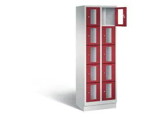 Lockerkast 1800x610x500mm 2x5 vakken Cilinderslot, Sokkel, RAL3003 - 1