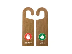 Kunststof deurhanger 250x75mm Vrij - Bezet Houtlook 10 stuks