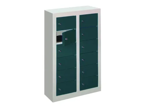 lockerkast,HxBxD 815x460x200mm,2x6vakken,RAL7035,front RAL7016
