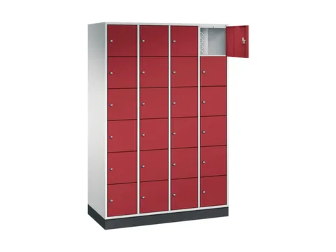 lockerkast,RAL 7035/RAL 3003,HxBxD 1950x1220x500mm,4x6vakken,cil.-slot