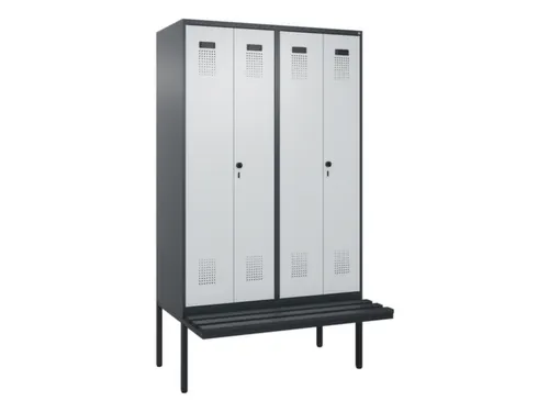 locker met bank,voor scheiding van kleding,HxBxD 2120x1200x815mm,4vak