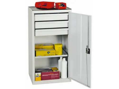 Draaideurkast 1000x500x500mm 3laden 1legbord Lichtgrijs Ral7035