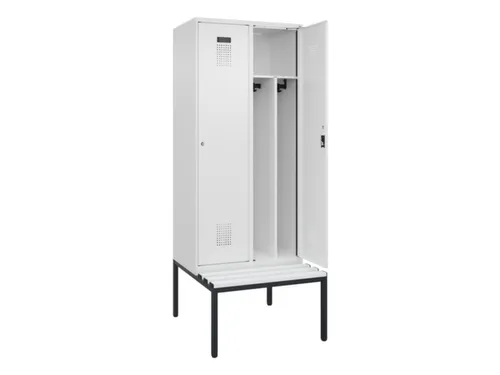 locker met bank,voor scheiding van kleding,HxBxD 2120x800x815mm,2vak