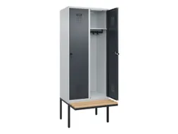 locker met bank,HxBxD 2120x800x815mm,2vak,vak B 400mm,draaigrendel