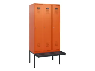 locker met bank,HxBxD 1950x900x815mm,3vak,vak B 300mm,cilinderslot - 2