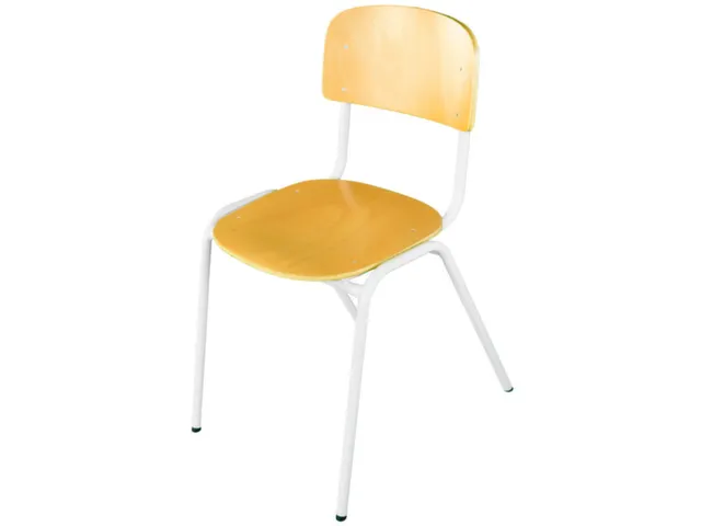 chaise empilable structure gris assise bois assise H 460mm