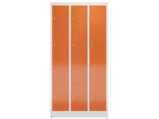 Lockerkast 1800x870x500mm 3x4 vakken cilinderslot, sokkel, RAL3000 - 2