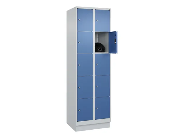 lockerkast,HxBxD 1950x600x500mm,2x5vakken,vak B 300mm,cil.-slot,sokkel