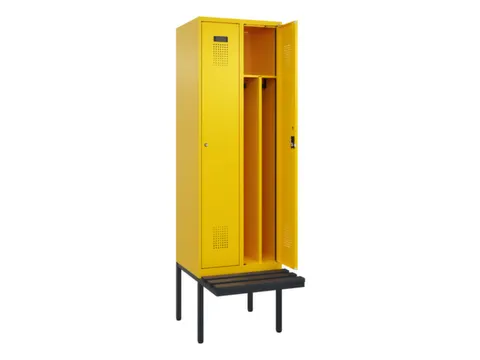 locker met bank,voor scheiding van kleding,HxBxD 2120x600x815mm,2vak