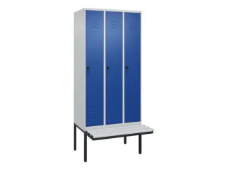 locker met bank,HxBxD 2120x900x815mm,3vak,vak B 300mm,draaigrendel - 1