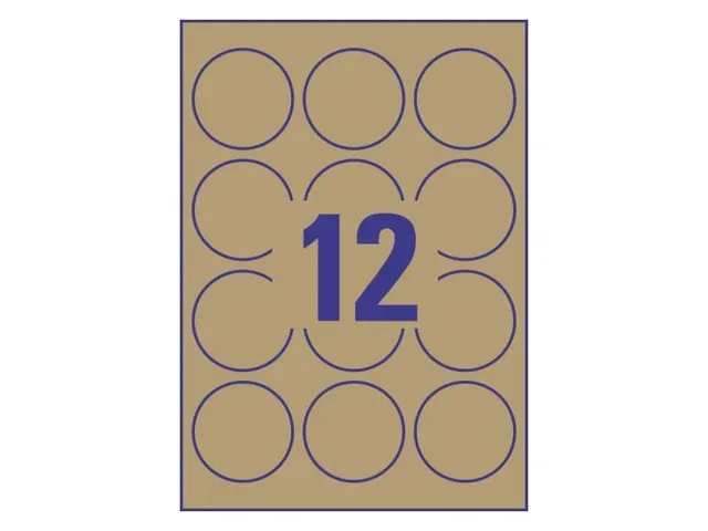 Etiket Avery L7106-25 permanent rond 60mm kraft 300 stuks 25 vel