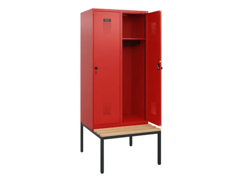 locker met bank,HxBxD 1950x800x815mm,2vak,vak B 400mm,draaigrendel