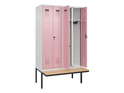 locker met bank,voor scheiding van kleding,HxBxD 2120x1200x815mm,4vak