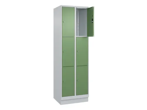 lockerkast,HxBxD 1950x600x500mm,2x3vakken,vak B 300mm,cil.-slot,sokkel