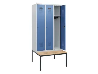 locker met bank,HxBxD 1950x900x815mm,3vak,vak B 300mm,cilinderslot - 1