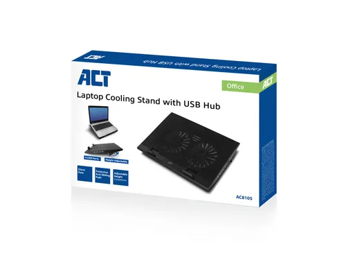 Laptopstandaard ACT 2 standen met ventilator 4-p hub