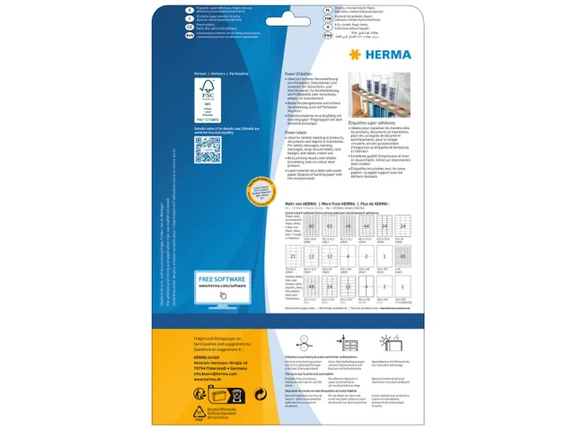 HERMA 10900 Power Etiketten A4 25,4x10mm Wit 4725 stuks