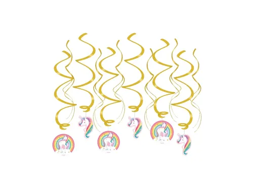 Hangdecoratie 70cm Party Swirl Unicorn 12 stuks