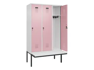 locker met bank,HxBxD 2120x1200x815mm,3vak,vak B 400mm,draaigrendel - 1