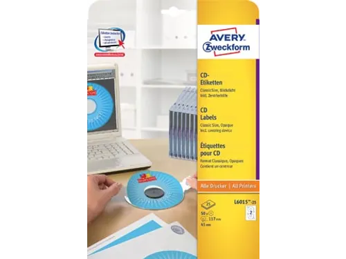 Avery Zweckform L6015-25 CD etiketten diameter 117 mm Wit 50 stuks