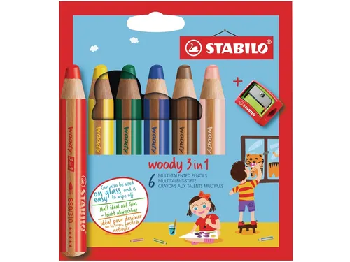 Kleurpotloden Stabilo Woody 880 6Stuks Assorti
