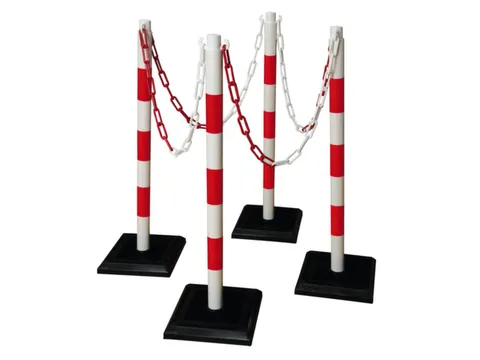 set kettingstaanders,4staanders,12,5m ketting,HxØ 900x50mm