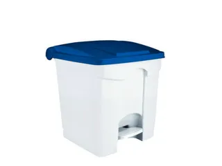 Contitop,afvalbak met pedaal 30L wit/blauw - 2