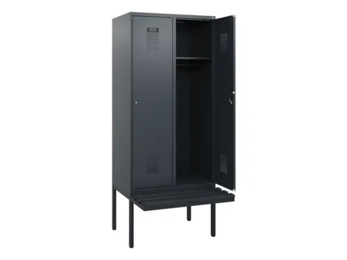 locker met bank,HxBxD 1950x800x815mm,2vak,vak B 400mm,cilinderslot