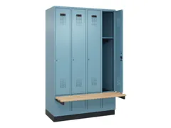 locker met bank,HxBxD 1950x1200x815mm,4vak,vak B 300mm,cilinderslot