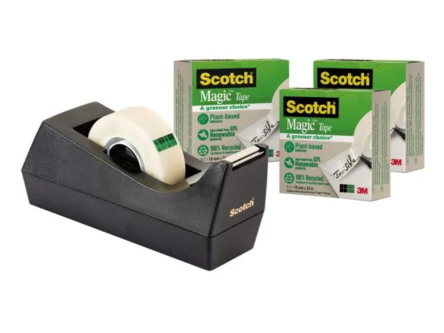 Dévidoir Scotch C38 recyclé noir + 3 rouleaux 19mmx33m